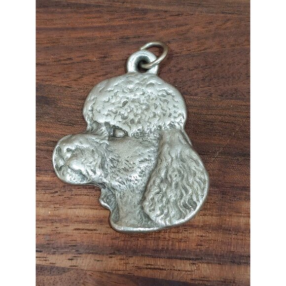 Rawcliffe Pewter Keychain Pendant of Poodle Dog, I Love My Poodle - Picture 1 of 4